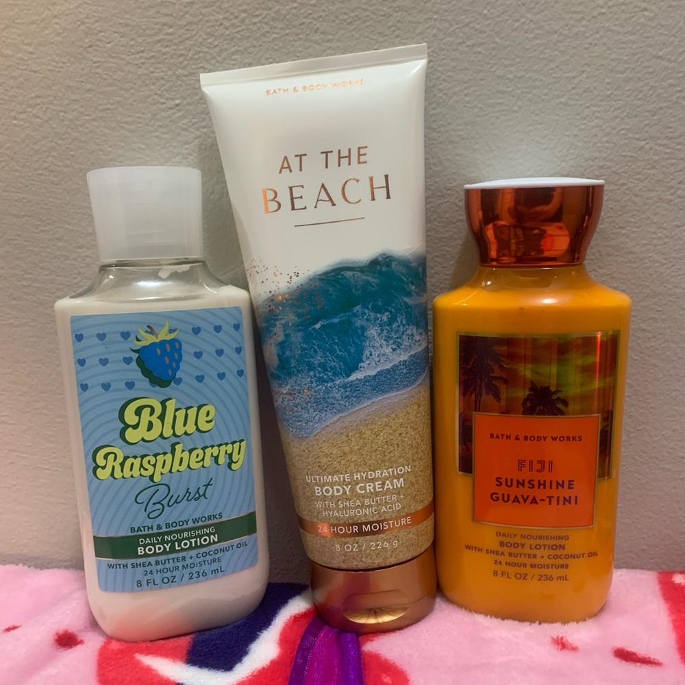 Bath & Body Works Body Lotion Sunshine Guava-tini, Blue raspberry, At the Beach